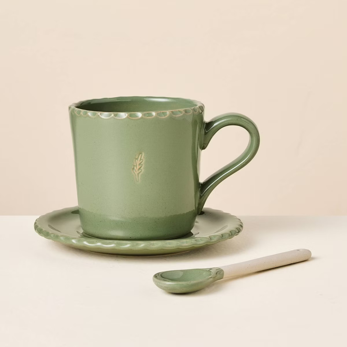 6 fl oz Pinched Edge Teacup with Saucer and Spoon - Hearth & Hand™ with Magnolia | Target