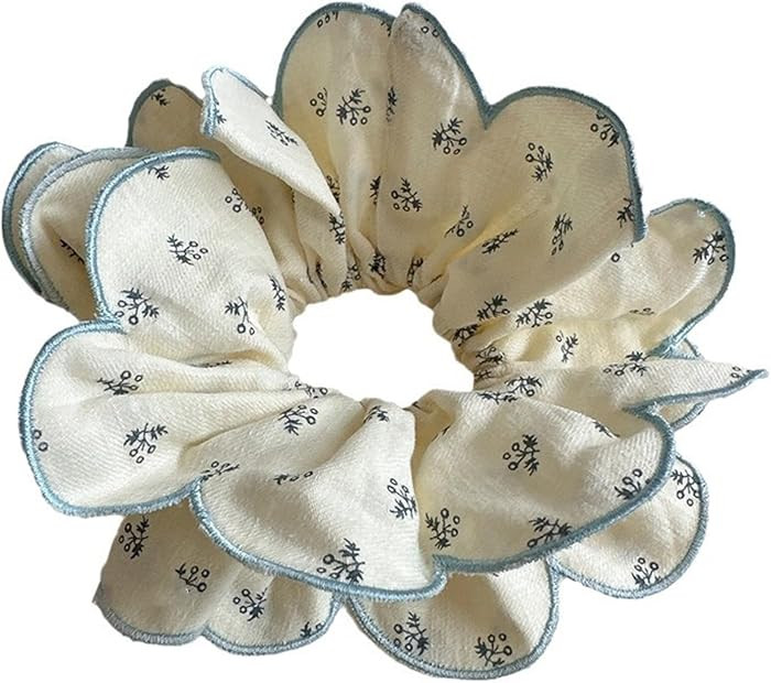 Guojiang Blue Floral Hair Ties, Scrunchies - 1 Count, Unisex, Cloth Blend, Scrunchie | Amazon (US)