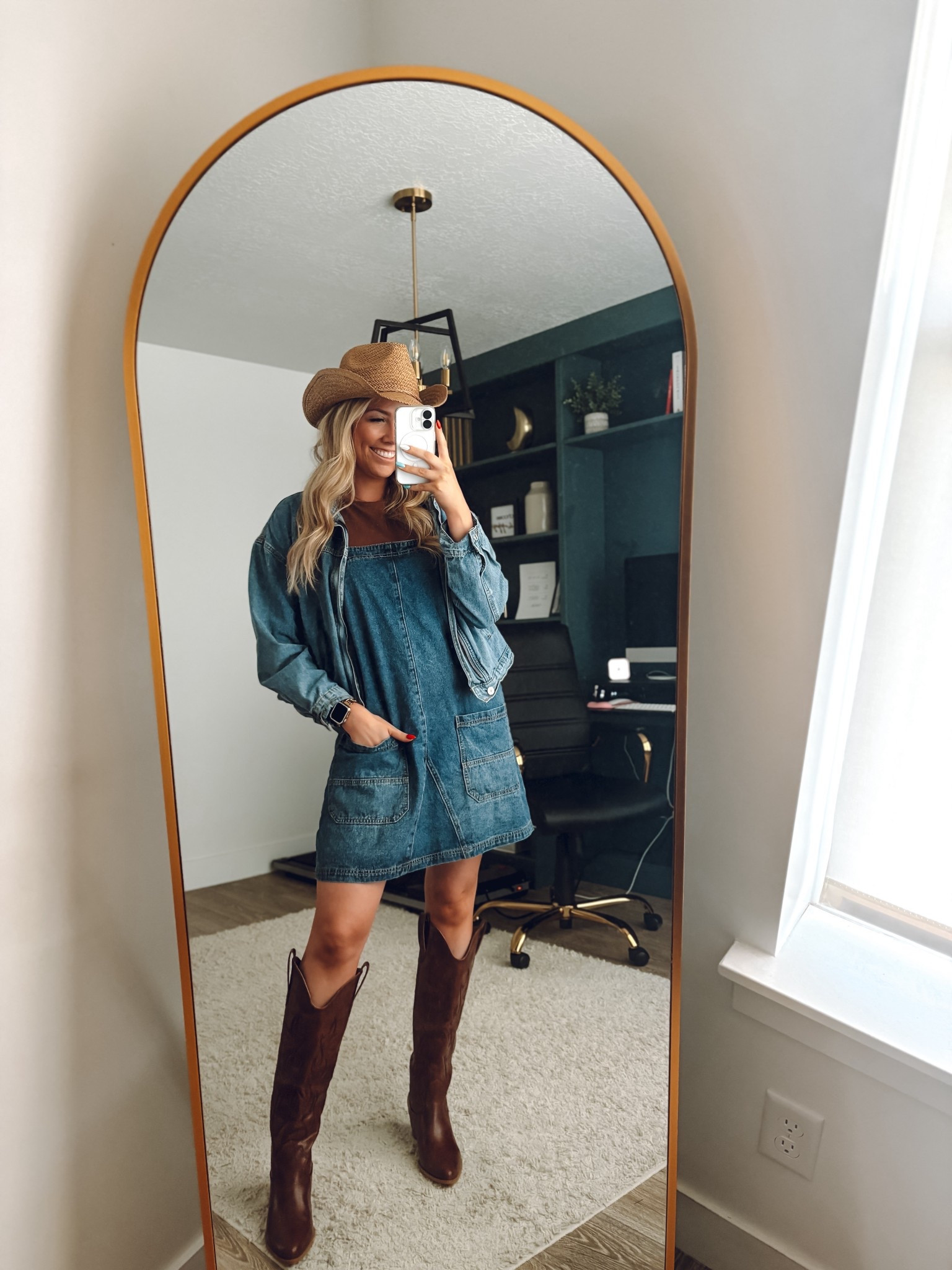 rodeo outfit! this color of my hat is sold out but the other color is still available + linked another similar one!

denim overalls: sized up one to an L for more length 
boots: size up half 
Jean jacket: wearing L 
undershirt: true to size 

| cowgirl outfit | western outfit | country concert outfit | rodeo outfit | summer outfit 

#LTKFindsUnder50 #LTKFindsUnder100 #LTKSeasonal