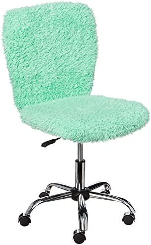 Urban Shop Faux Fur Rolling Task Chair, Mint | Amazon (US)