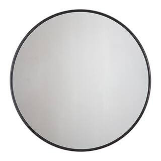 30 in. x 30 in. Modern Round Framed Adelina Black Circular Accent Mirror | The Home Depot