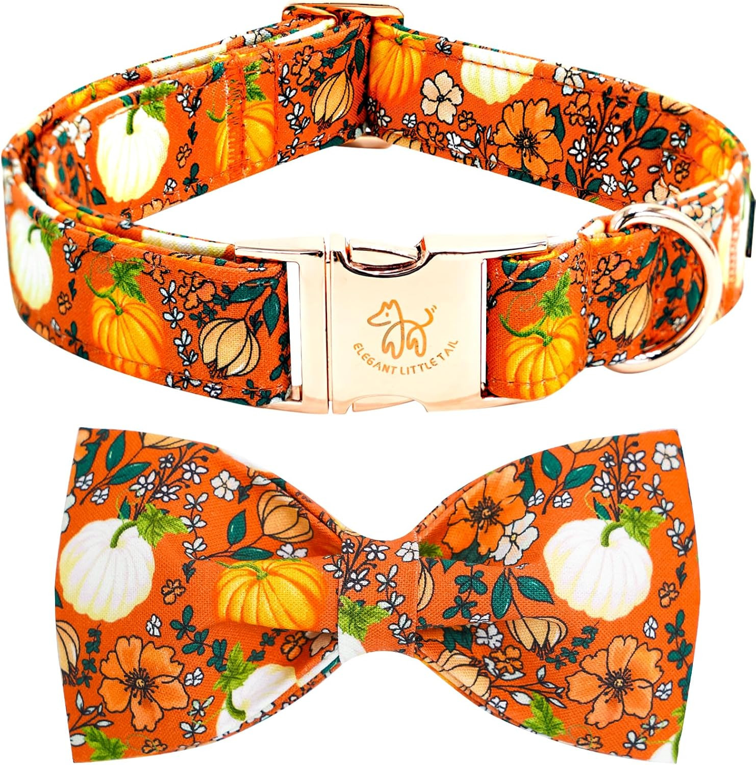 Halloween Dog Collar, Pumpkin with Flower Print Halloween Pet Collars Puppy Collar with Bow Cute Adjustable Collars for Small Medium Large Dogs | Amazon (US)