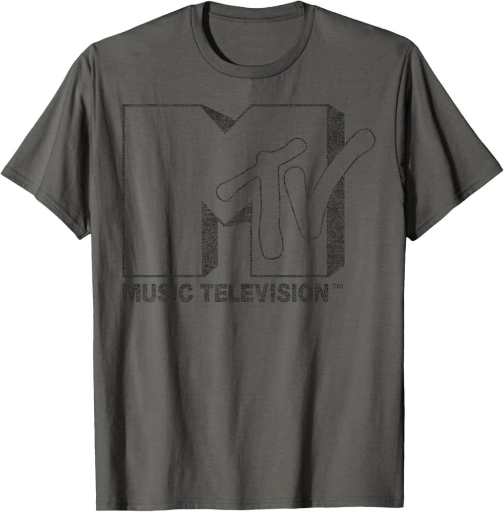 MTV Distressed Vintage Black and White Logo Graphic T-Shirt T-Shirt | Amazon (US)