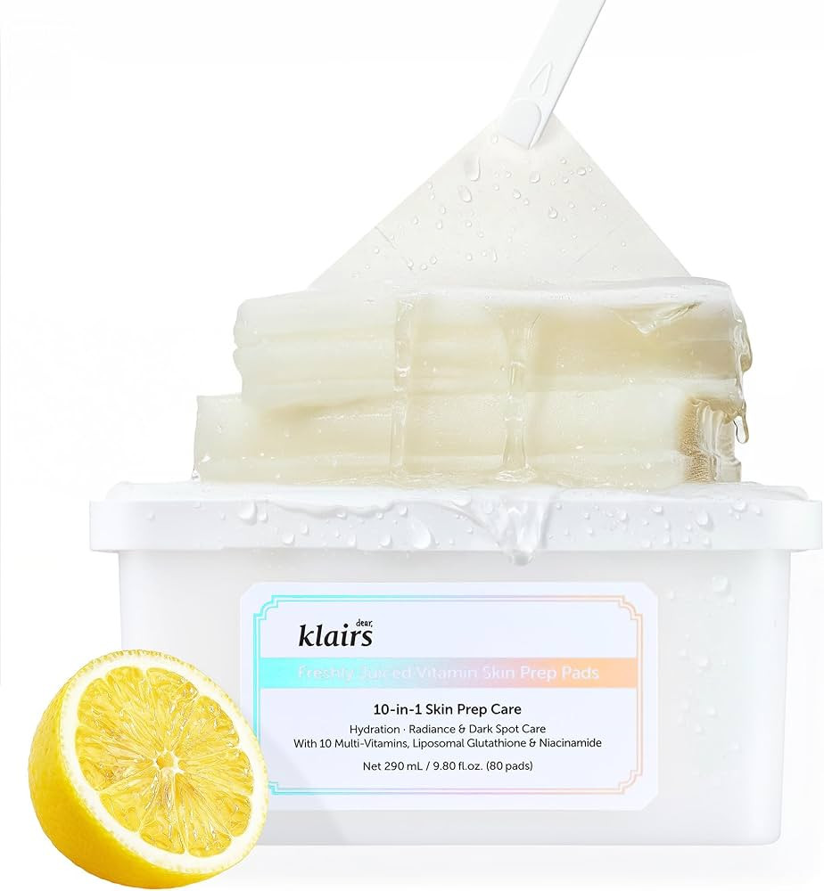 DearKlairs Freshly Juiced Vitamin Skin Prep Pads \u2013 Korean Makeup Prep Toner Pads with Liposo... | Amazon (US)