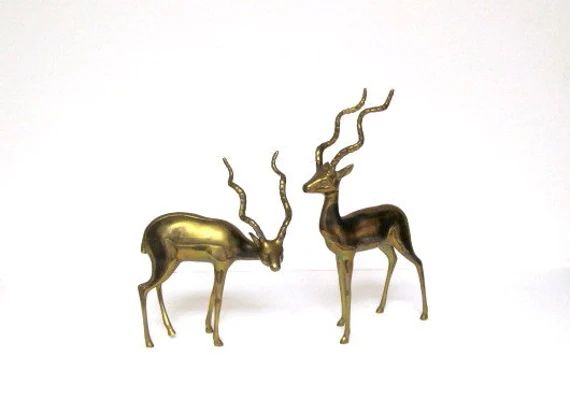 Vintage Brass Gazelle or Antelope Figurine Pair | Etsy (US)