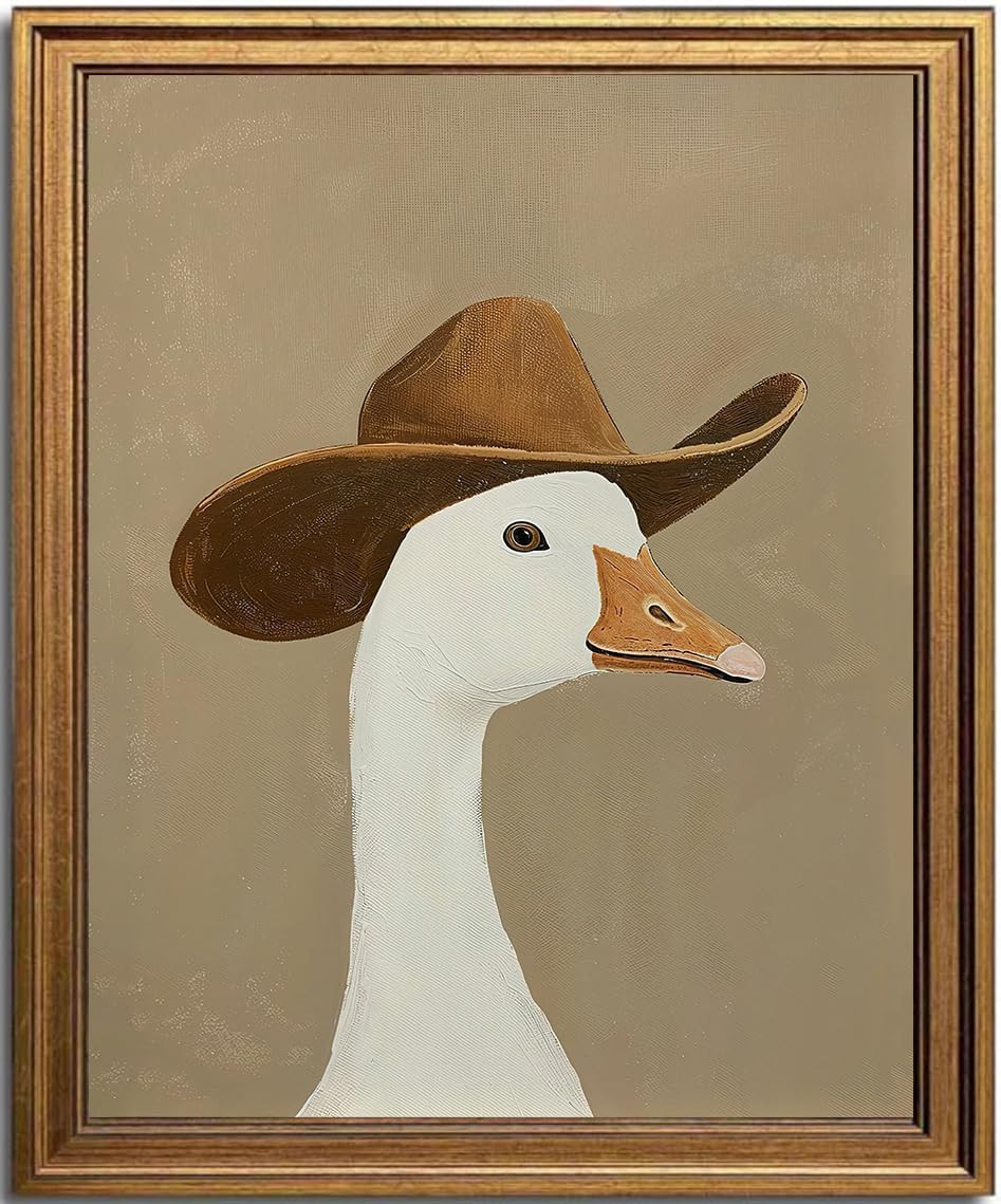 KBKBART Gold Framed Wall Art Decor, Silly Cowboy Goose Poster Wall Art Farmhouse Decor, Rustic Co... | Amazon (US)