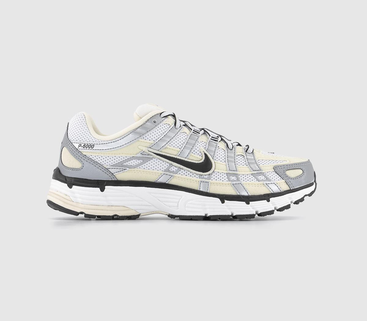 Nike P-6000 Trainers Coconut Milk Black Summit White Matalic Silver, Women's, 6.5 | Office Shoes (UK)