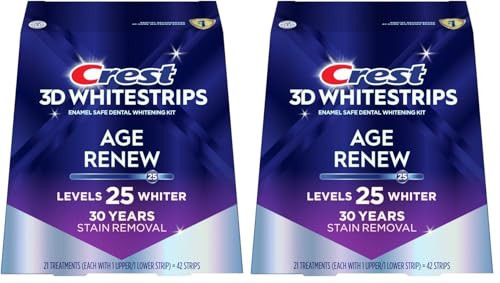 Crest 3D Whitestrips Age Renew – Teeth Whitening Kit, 21 Treatments, Each with 1 Upper/1Lower, 42 Strips – Crest 3DWhite Teeth Whitening Strips (Pack of 2) | Amazon (US)