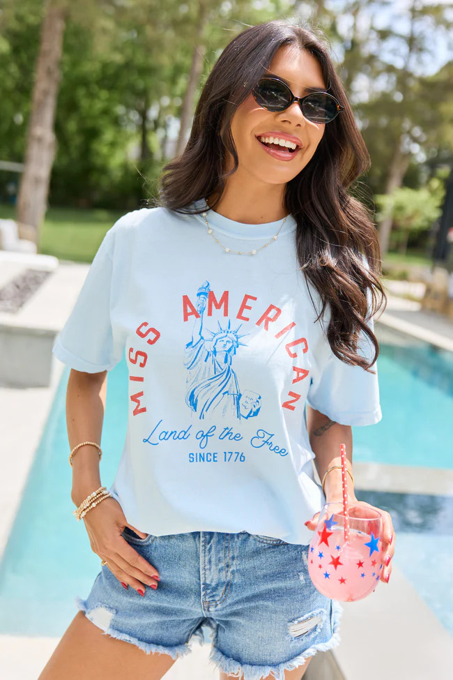 Miss Americana Light Blue Graphic Tee | Pink Lily