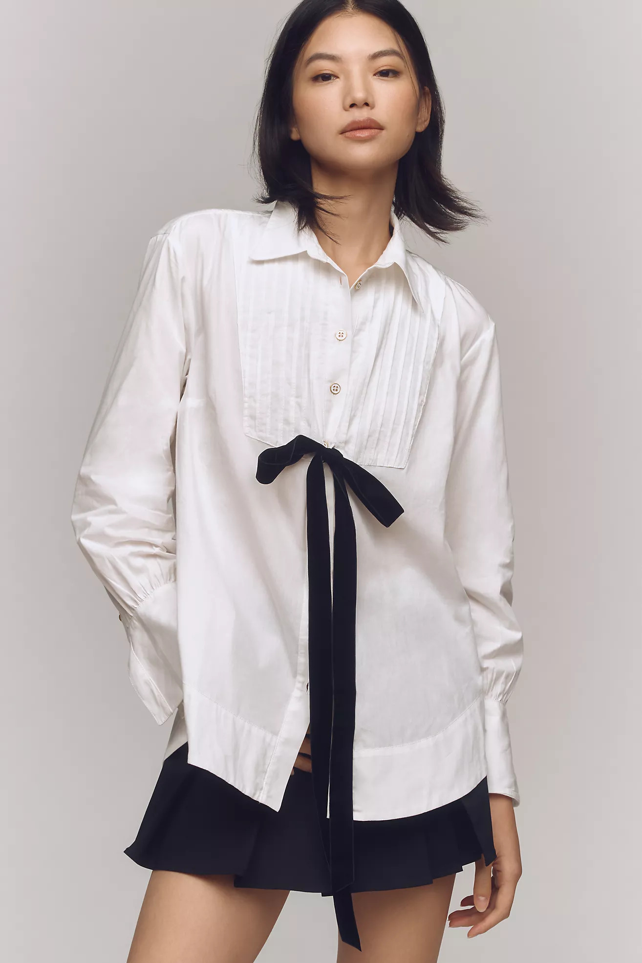 Maeve Tuxedo Tie Tunic Blouse | Anthropologie (US)