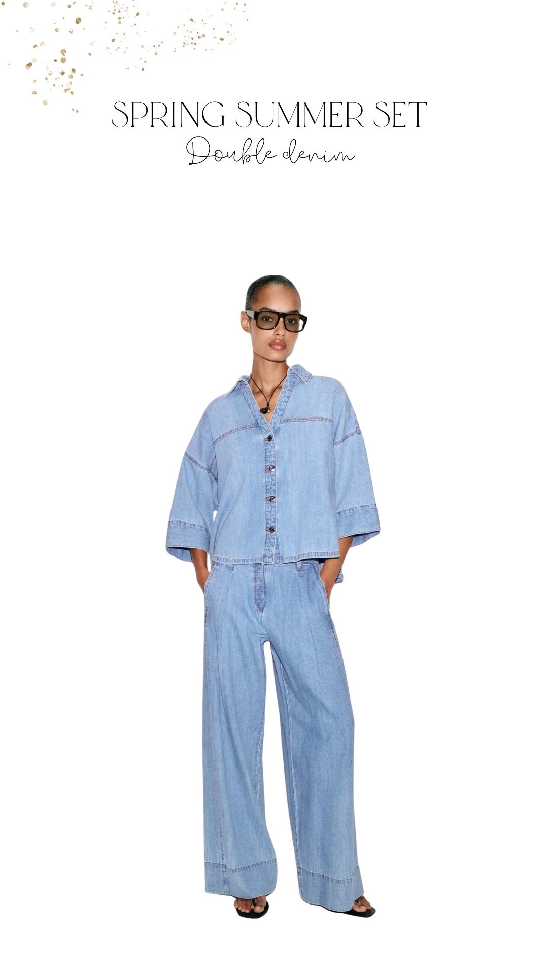 Double denim spring summer set. This is such a cute set. I love the wide leg trouser shape . You could wear loads as separates too and it’s something that’s timeless and will be in your wardrobe for years


Zara new in 

#LTKspring #LTKstyletip #LTKuk