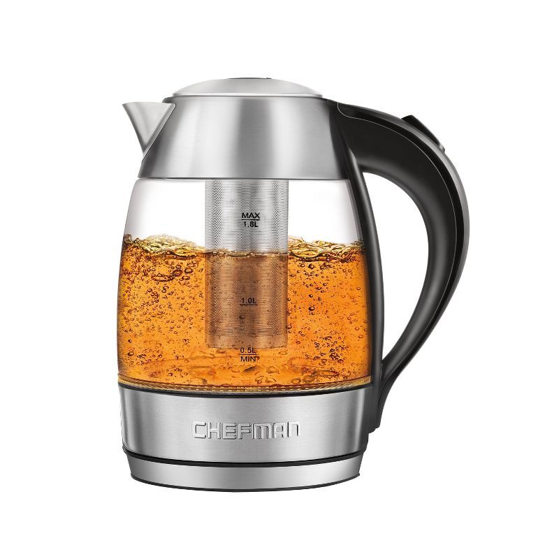 Chefman 1.8L Glass Electric Kettle with Tea Infuser - Silver | Target