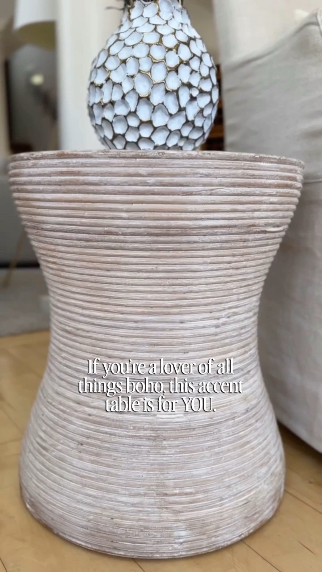 To my boho home lovers—this accent table I own is perfect for y’all! Finished with a ribbed texture and distressed glaze, this round side table is full of character. I have mine in my living room but it would also look great in a bedroom! @luluandgeorgia 

#LTKHome