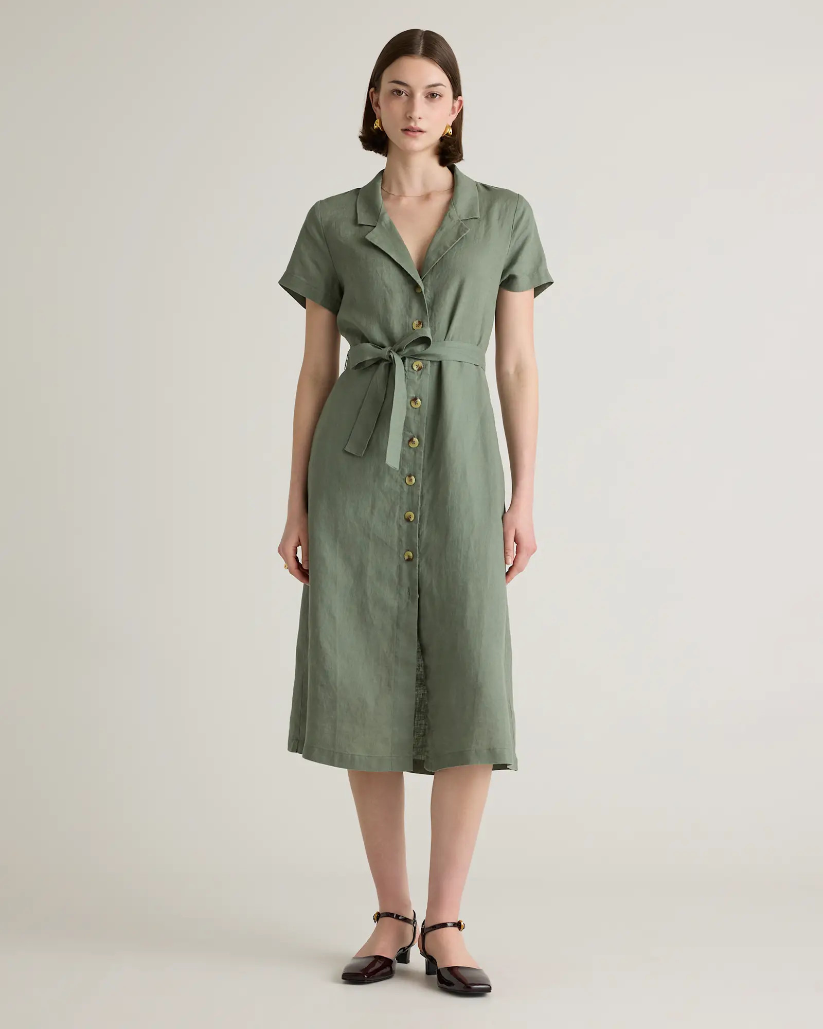 100% European Linen Button Front Dress | Quince