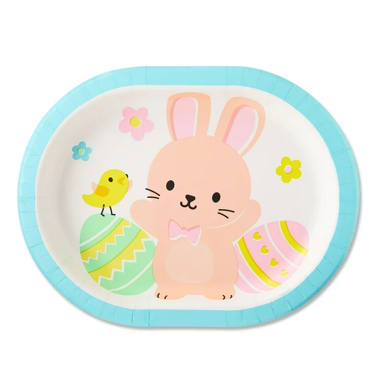 Multicolor Bunny Oval Disposable Paper Plates, 12" x 9", 8 Count, Easter by Way To Celebrate | Walmart (US)