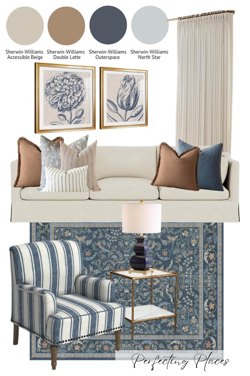 Create a cozy classic living room with this moody blue and warm brown design plan. From a vintage inspired Ruggable area rug to throw pillows, accent chairs, lamps, artwork and curtains, it’s all done for you!

#LTKStyleTip #LTKHome #LTKSeasonal
