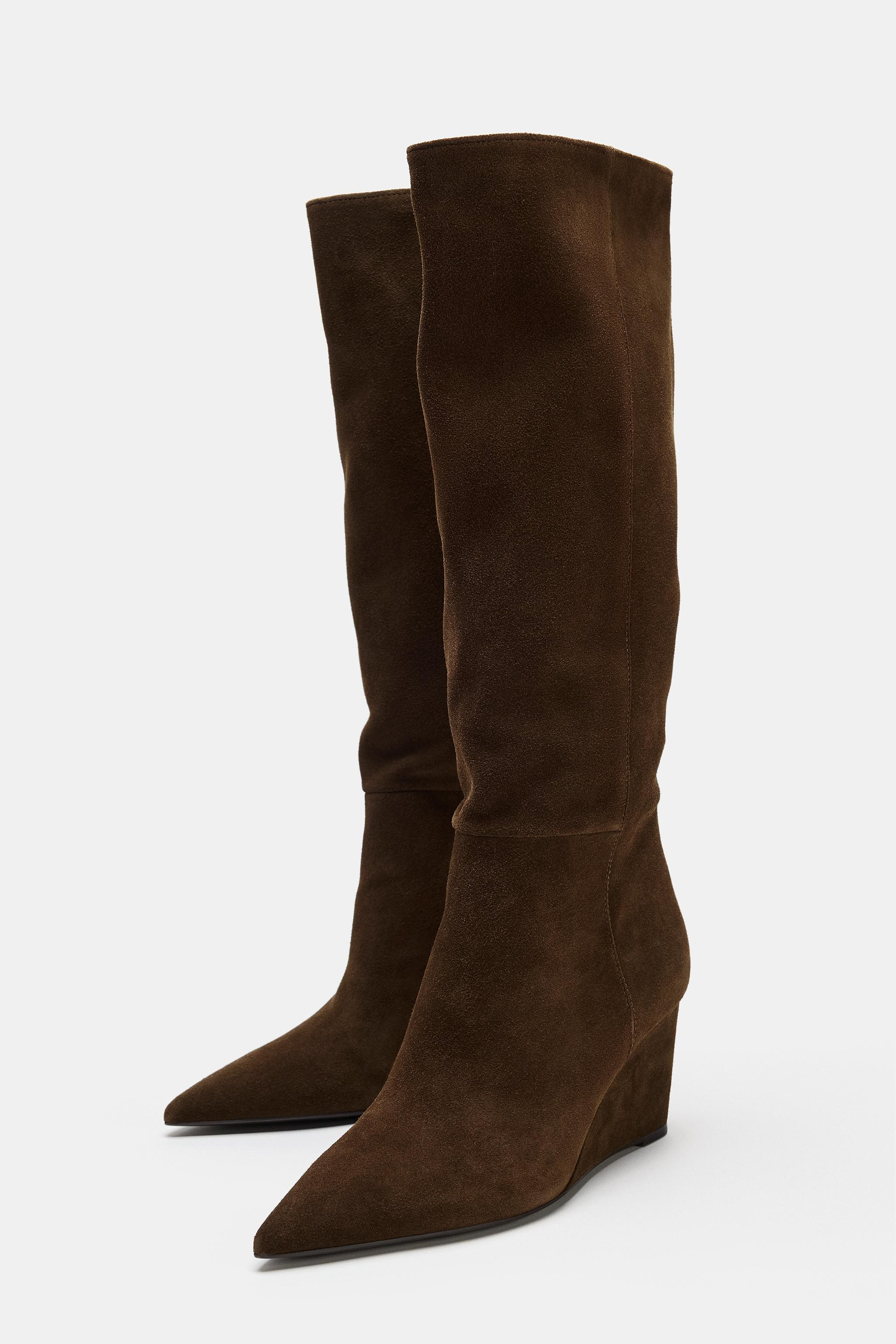 SUEDE WEDGE BOOT | Zara US
