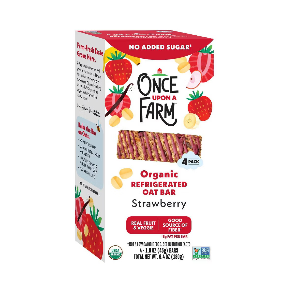 Once Upon a Farm Strawberry Organic Refrigerated Oat Bar - 6.4oz/4ct | Target