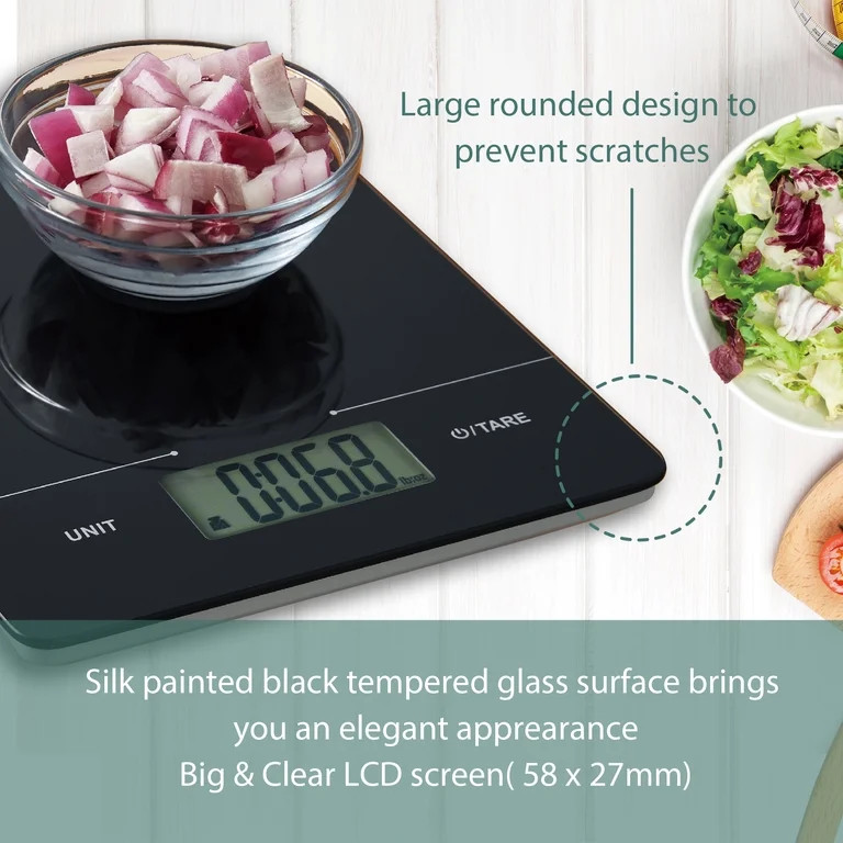 Mainstays Tempered Glass Slimline Digital Scale, Black | Walmart (US)