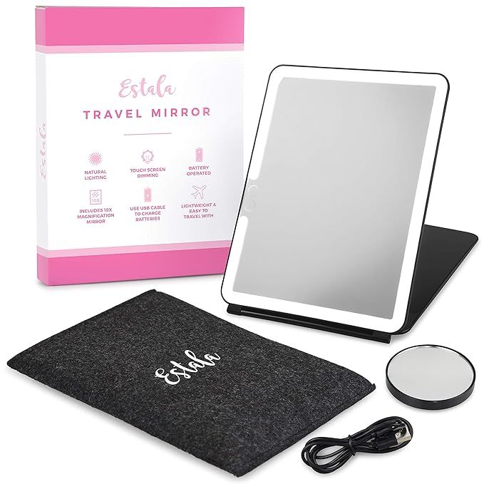 Estala 3x1 Led Lighted Makeup Mirror for Travel with 10x Magnification Mirror & Travel Case - Com... | Amazon (US)
