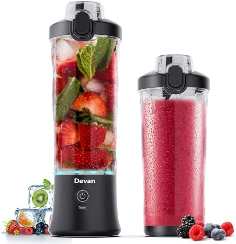 Portable Blender, Shakes and Smoothies Waterproof 20 oz BPA Free Blender Cup and a Travel Lid. (B... | Amazon (US)