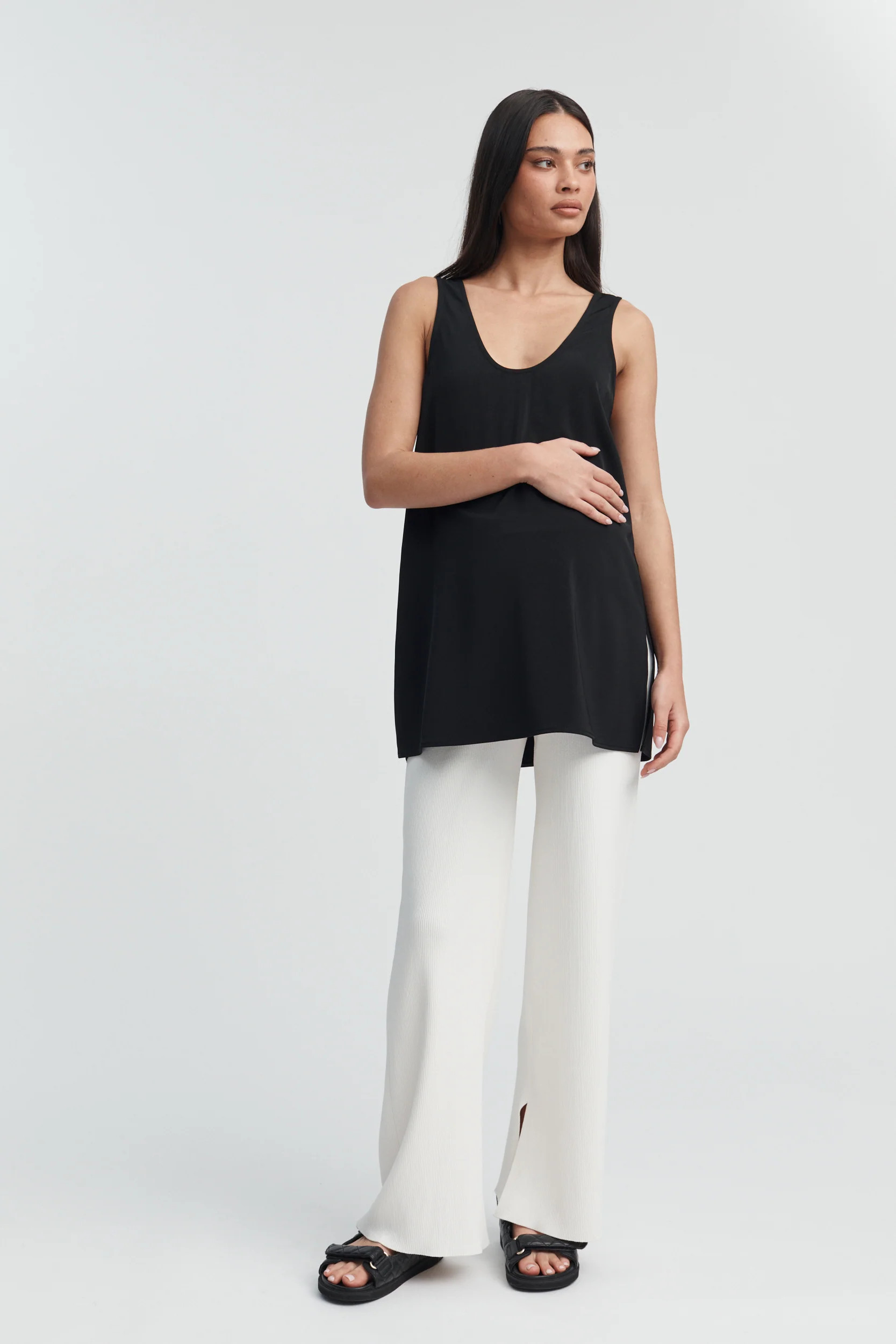 Bari Satin Tank (Black) - FINAL SALE | Legoe Heritage Maternity APAC