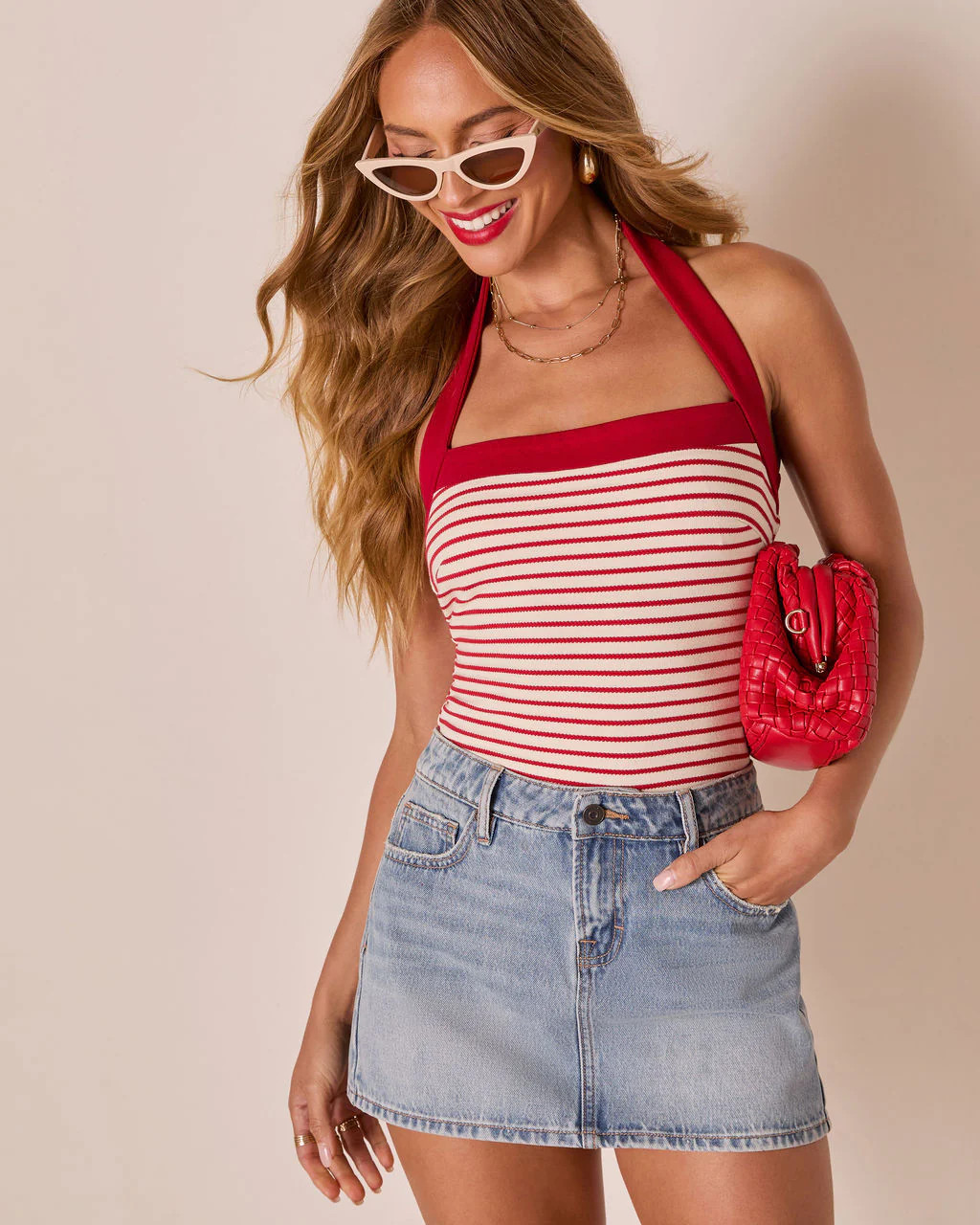 Preslie Striped Halter Neck Tank | VICI