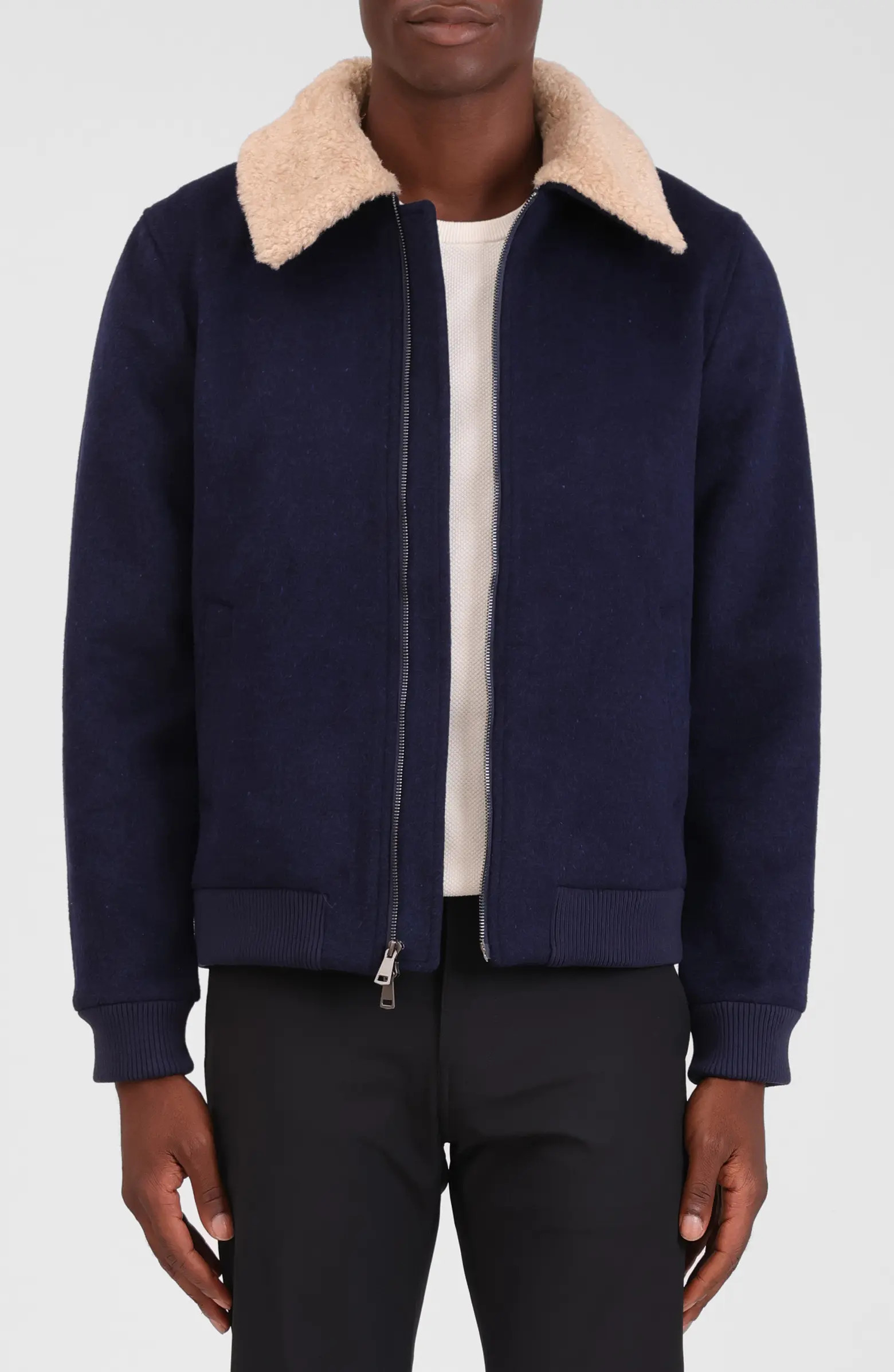 Felted Wool Blend Aviator Jacket | Nordstrom