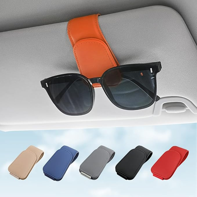 KanSmart Sunglass Holder for Car Visor Sunglasses Clip Magnetic Leather Glasses Eyeglass Holder T... | Amazon (US)