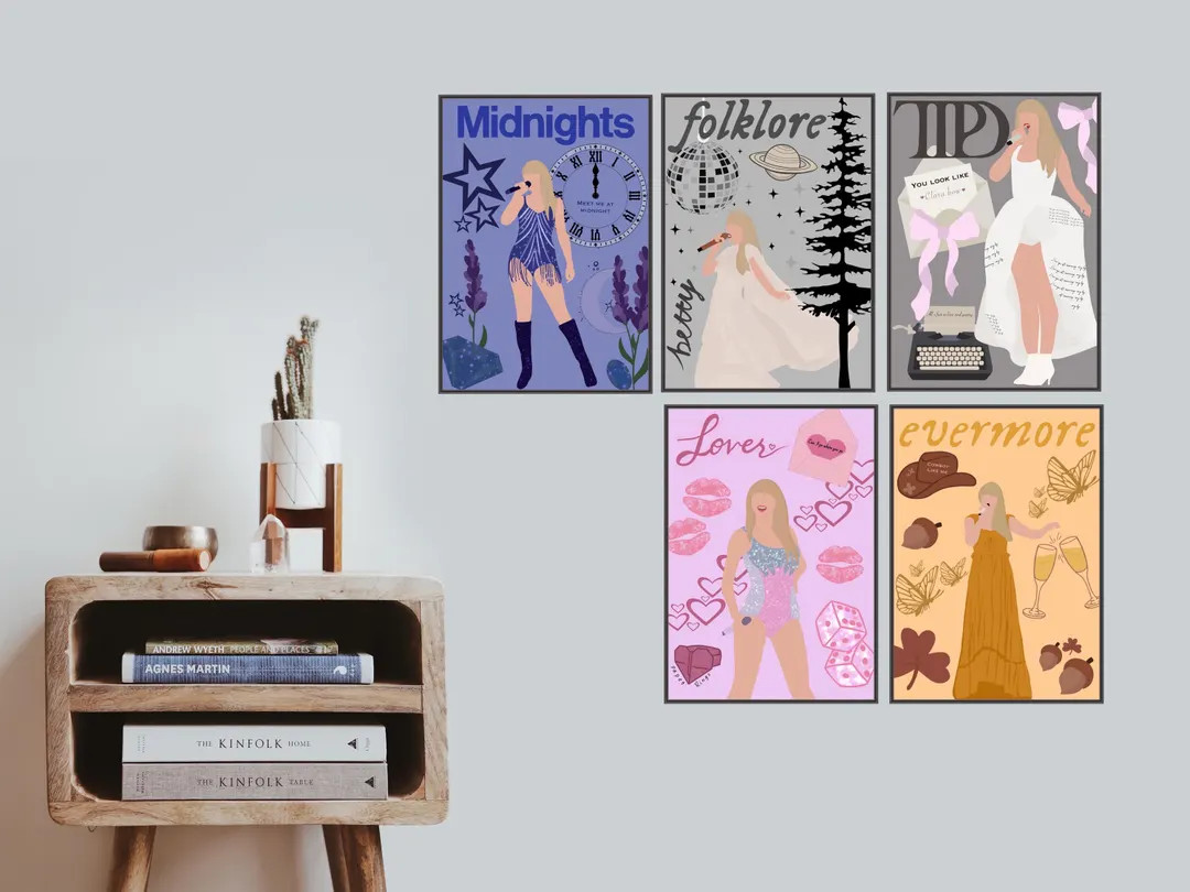 Taylor Swift Eras Tour Cartoon Posters- Digital Download Wall Art Print, Room Decor - Etsy | Etsy (US)