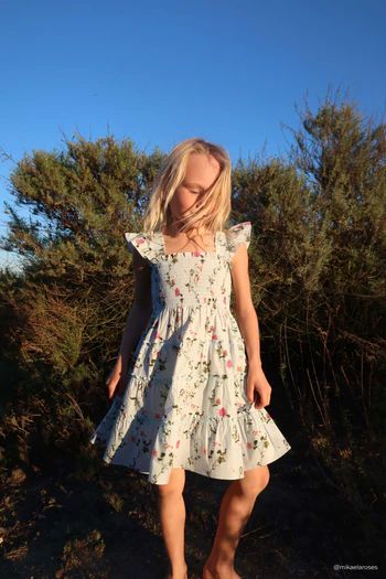 The Tiny Ellie Nap Dress - Pond Floral Poplin | Hill House Home