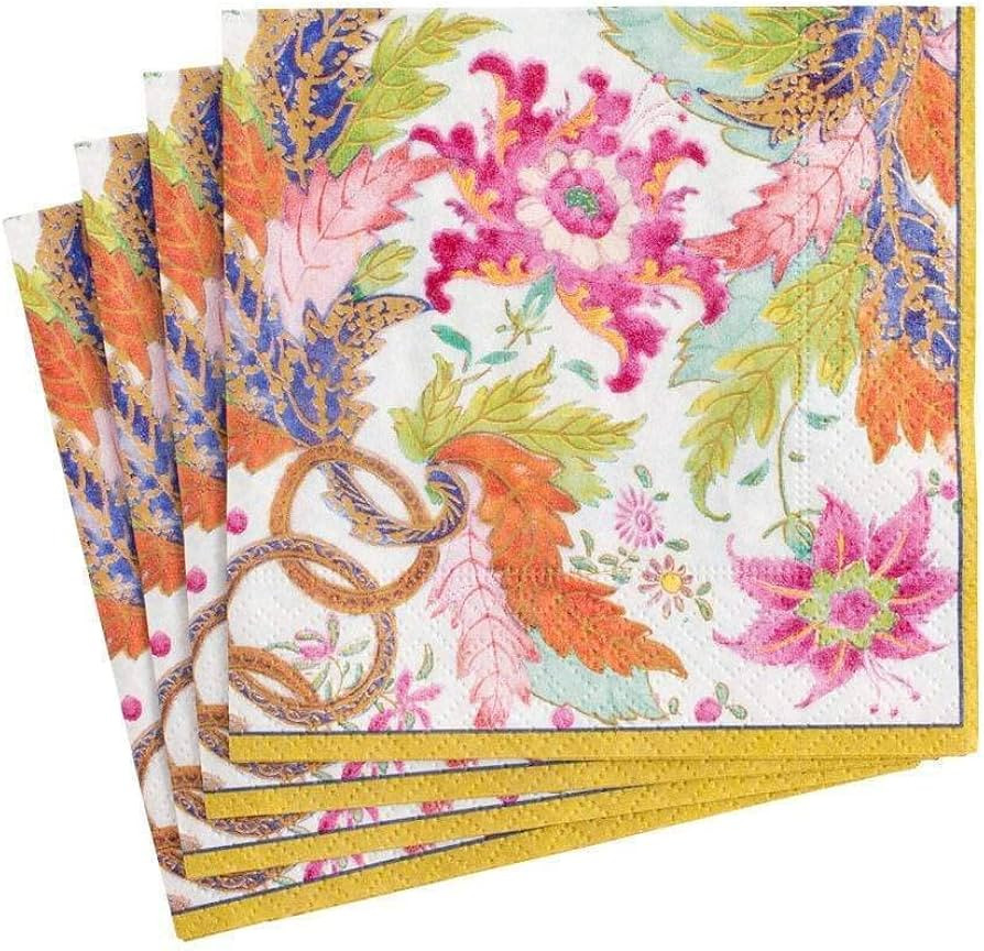 Caspari Tobacco Leaf Ivory Paper Cocktail Napkins, Pack of 20 | Amazon (US)