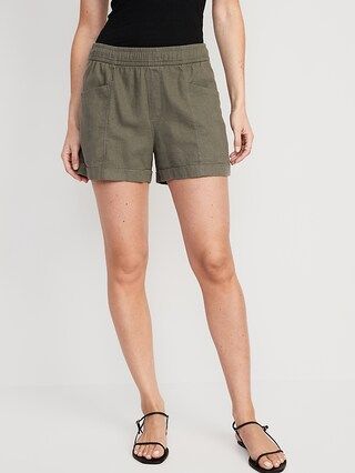 High-Waisted Linen-Blend Utility Shorts for Women -- 3.5-inch inseam | Old Navy (US)