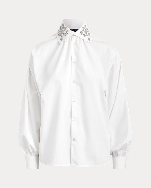 Beaded Cotton Broadcloth Shirt | Ralph Lauren (US)
