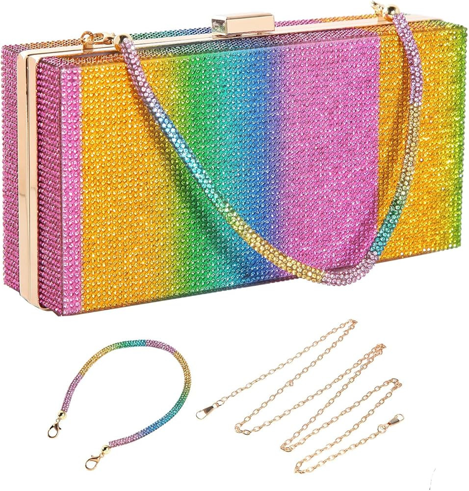 Colorful Clutch Purses for Women Rhinestone Evening Bags Party Cocktail Diamond Handbags Wedding Cry | Amazon (US)