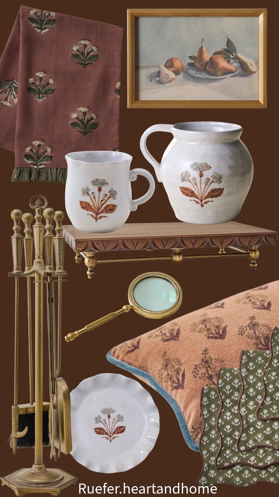 New fall decor, fireplace tool set, kitchen decor, mug, velvet pillow, coffee table decor, wood riser, decorative objects, magnifying glass, towel, art, plate, napkin set

#LTKSeasonal #LTKHome #LTKSaleAlert