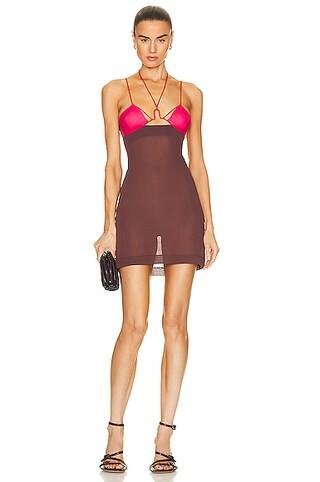 Nensi Dojaka Strappy U-wire Mini Dress in Brown | FWRD 