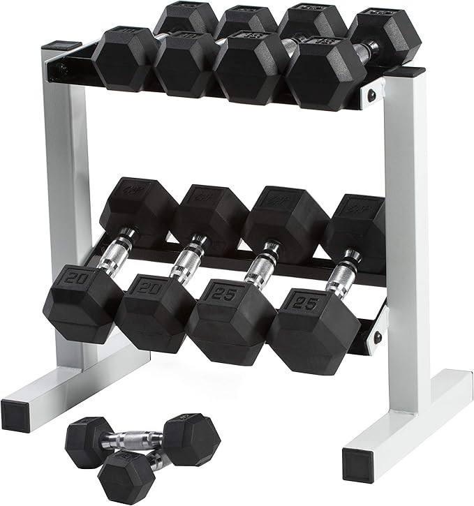 Cap Barbell Rubber Hex Dumbbell Set, 150-Pound to CAP Barbell Rubber Coated Dumbbell Set with Sto... | Amazon (US)