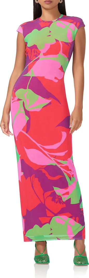 AFRM Cody Printed Cap Sleeve Mesh Maxi Dress | Nordstrom | Nordstrom