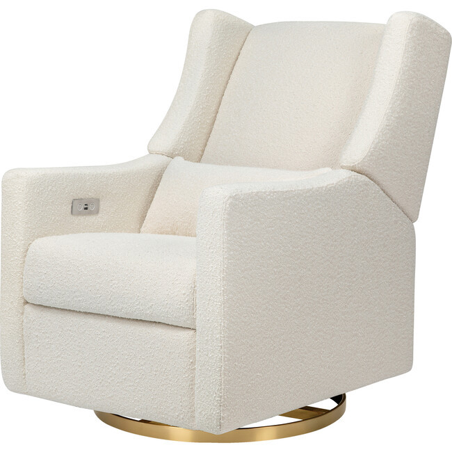 Babyletto | Kiwi Electronic Recliner & Swivel Glider w/ USB Port, Ivory Boucle/Gold (White) | Maisonette | Maisonette