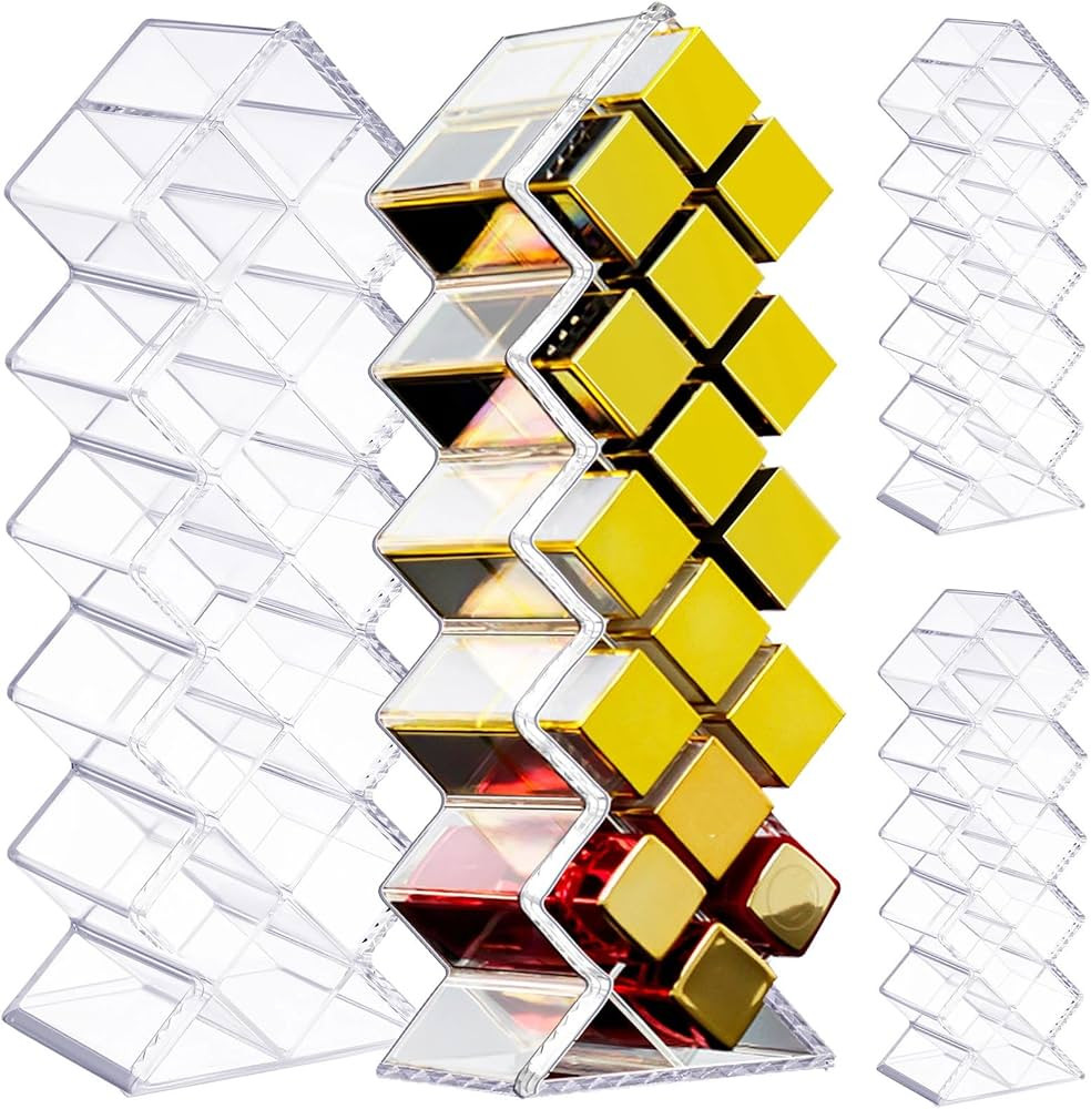 4 Pack Acrylic Lipstick Holder Organizer 64 Slots Clear Lip Gloss Holder Organizers Stackable Fis... | Amazon (US)