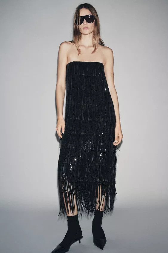 ZW COLLECTION LIMITED EDITION SEQUINNED FRINGED DRESS | Zara UK