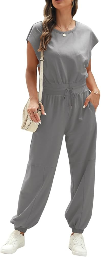Womens Oversize Sleeveless Loose Casual Crew Neck Jumpsuits Backless Summer Long Pants Baggy Romp... | Amazon (US)