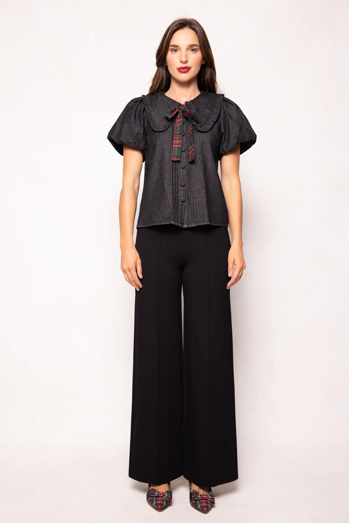 Andrea Blouse in Black Denim | Ivy City Co