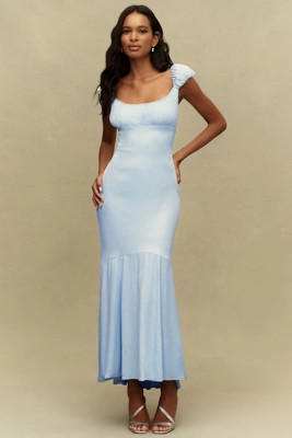 BHLDN Maya Cap-Sleeve Satin Maxi Dress | Anthropologie (US)