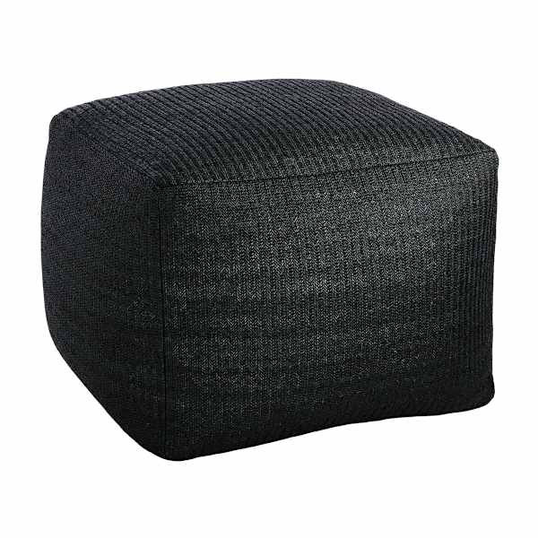 Crosby St. Black Hermosa Outdoor Pouf, 20" | At Home