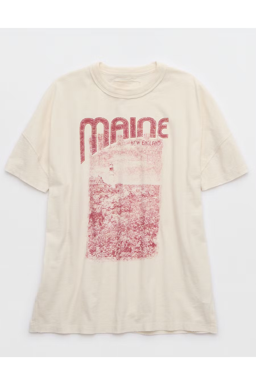 Aerie Oversized Crew Boyfriend T-Shirt Women's Natural XXS | Aerie