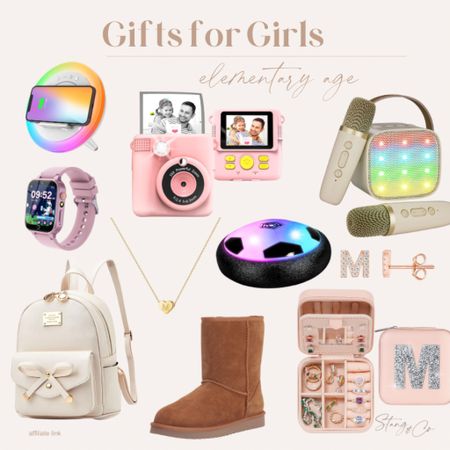 Here’s a gift guide for elementary aged girls. It includes a speaker and charger for your phone, a smart watch, a backpack purse, an instant print camera, fuzzy boots, initial jewelry, a karaoke machine, a jewelry holder, and an indoor soccer game.

Gift guide, gifts for girls, Christmas, holiday gifts, Amazon gifts 

#LTKfindsunder50 #LTKGiftGuide #LTKHoliday