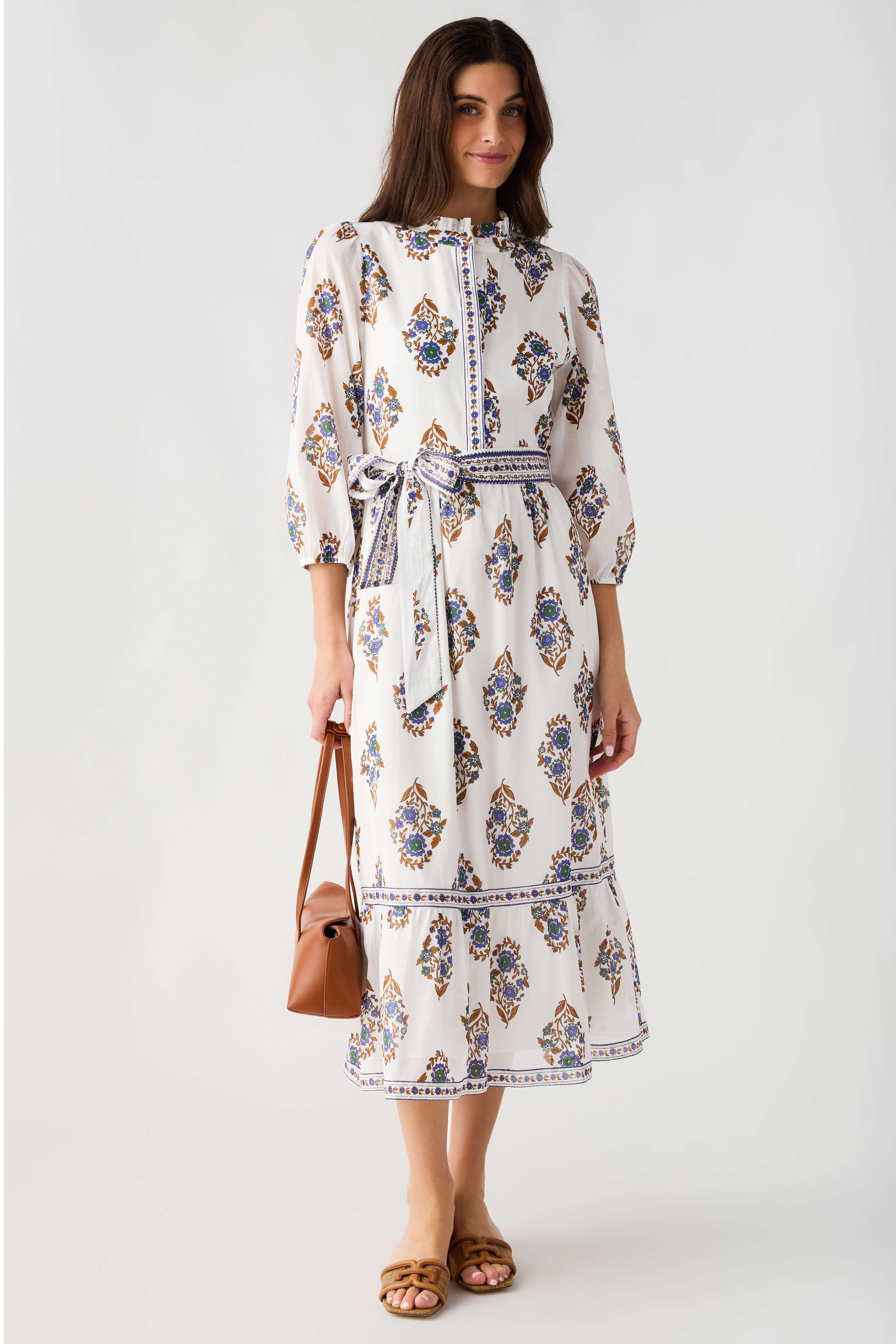 Sugarlips Rennie Floral Darny Long Sleeve Midi Dress | Social Threads