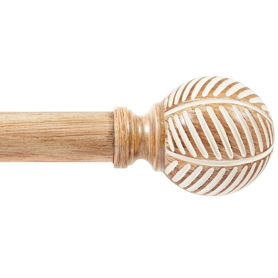 Zeerobee Wood Curtain Rods for Windows 66 to 120, 1 Inch Heavy Duty Drapery Rods with Imitation W... | Amazon (US)